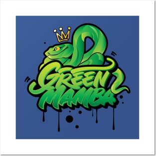 Green Mamba Venomous Snake in graffiti urban style Posters and Art